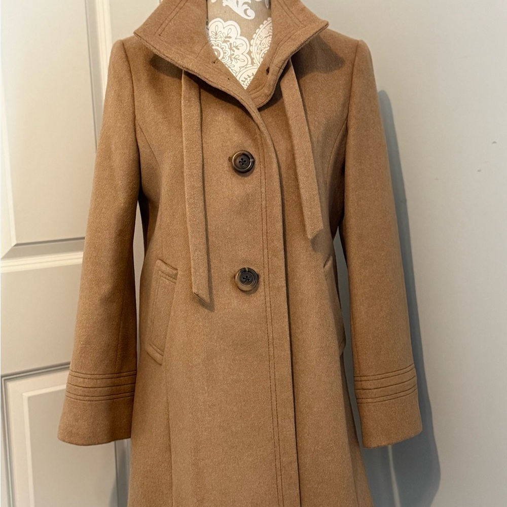 J. Crew Tan Trench Coat with Wide Notched Lapel